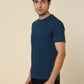 Sleepz Men Blue Solid Regular Fit Cotton T-Shirt