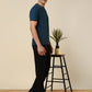 Sleepz Men Blue Solid Regular Fit Cotton T-Shirt