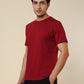 Sleepz Men Red Solid Regular Fit Cotton T-Shirt