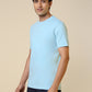 Sleepz Men Blue Regular Fit Solid Round Neck Collar T-Shirt