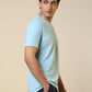 Sleepz Men Blue Regular Fit Solid Round Neck Collar T-Shirt