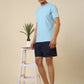 Sleepz Men Blue Regular Fit Solid Round Neck Collar T-Shirt