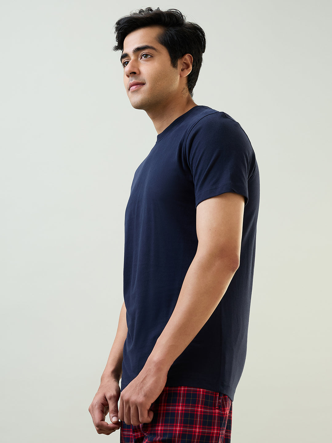 Sleepz Men Blue Solid Regular Fit Cotton T-Shirt