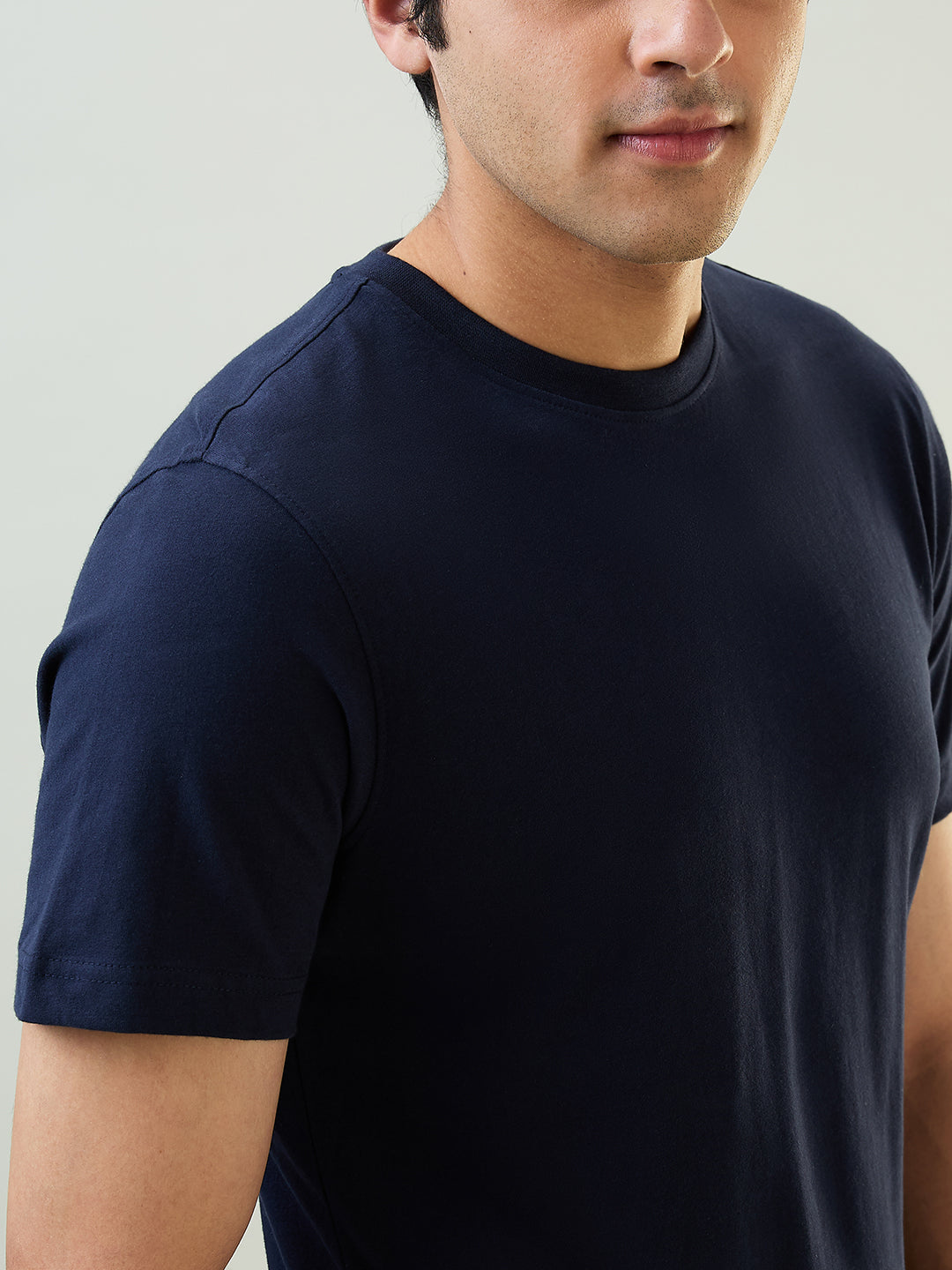 Sleepz Men Blue Solid Regular Fit Cotton T-Shirt