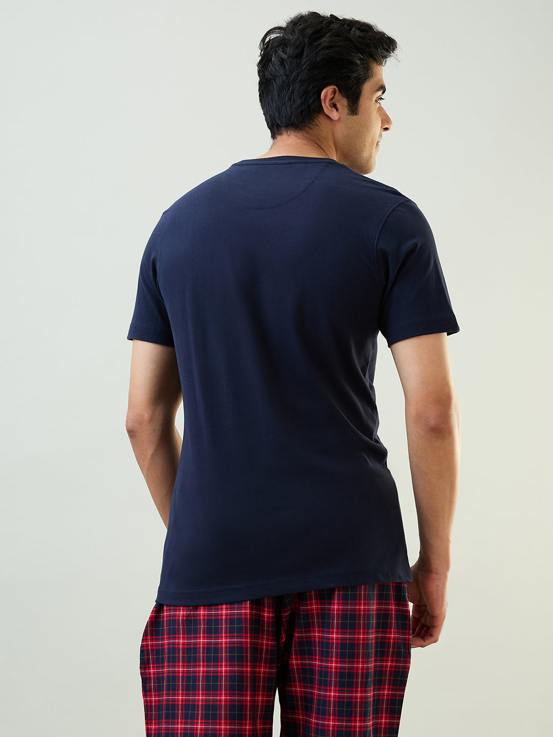 Sleepz Men Blue Solid Regular Fit Cotton T-Shirt