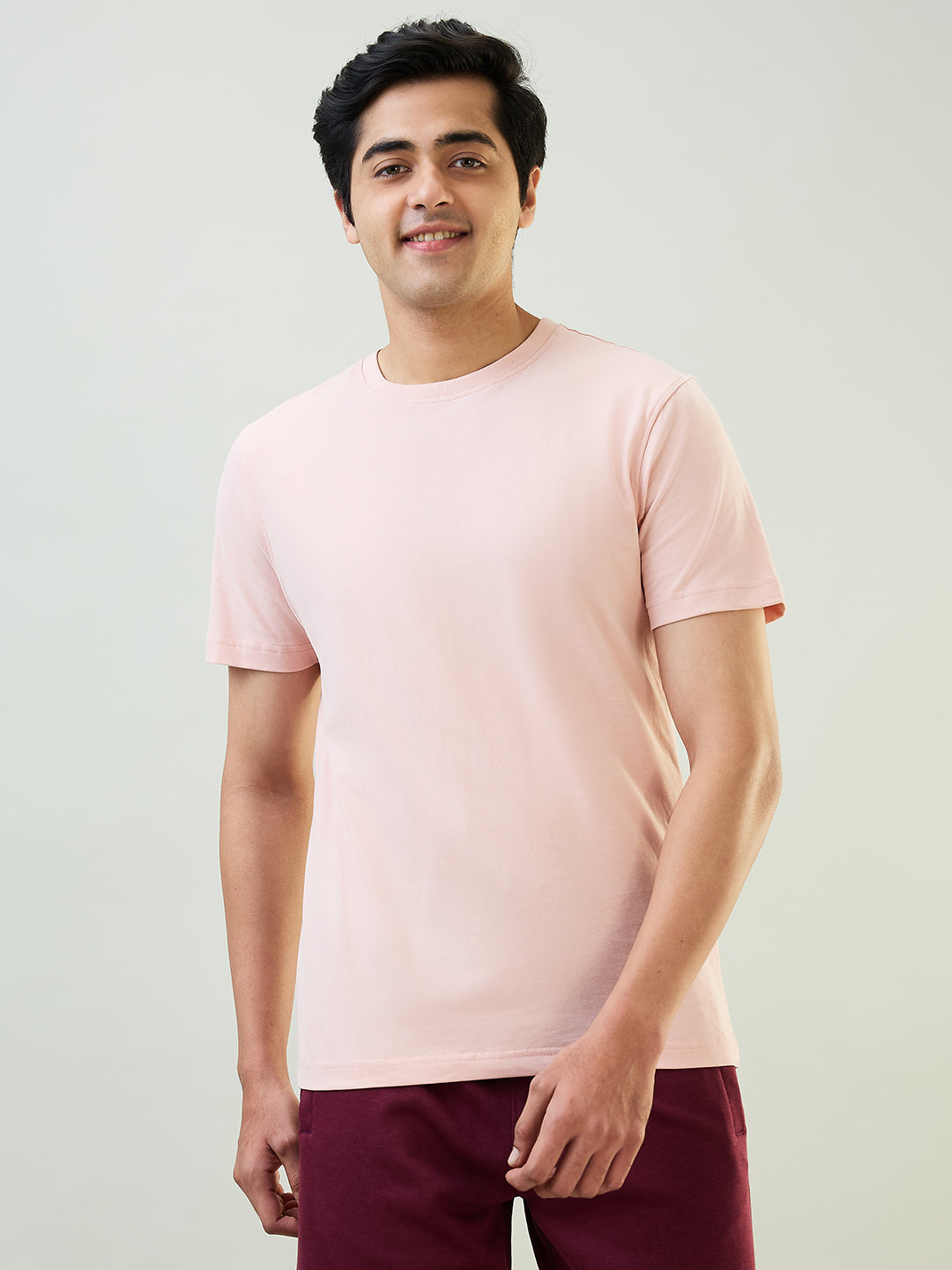 Sleepz Men Orange Solid Regular Fit Cotton T-Shirt