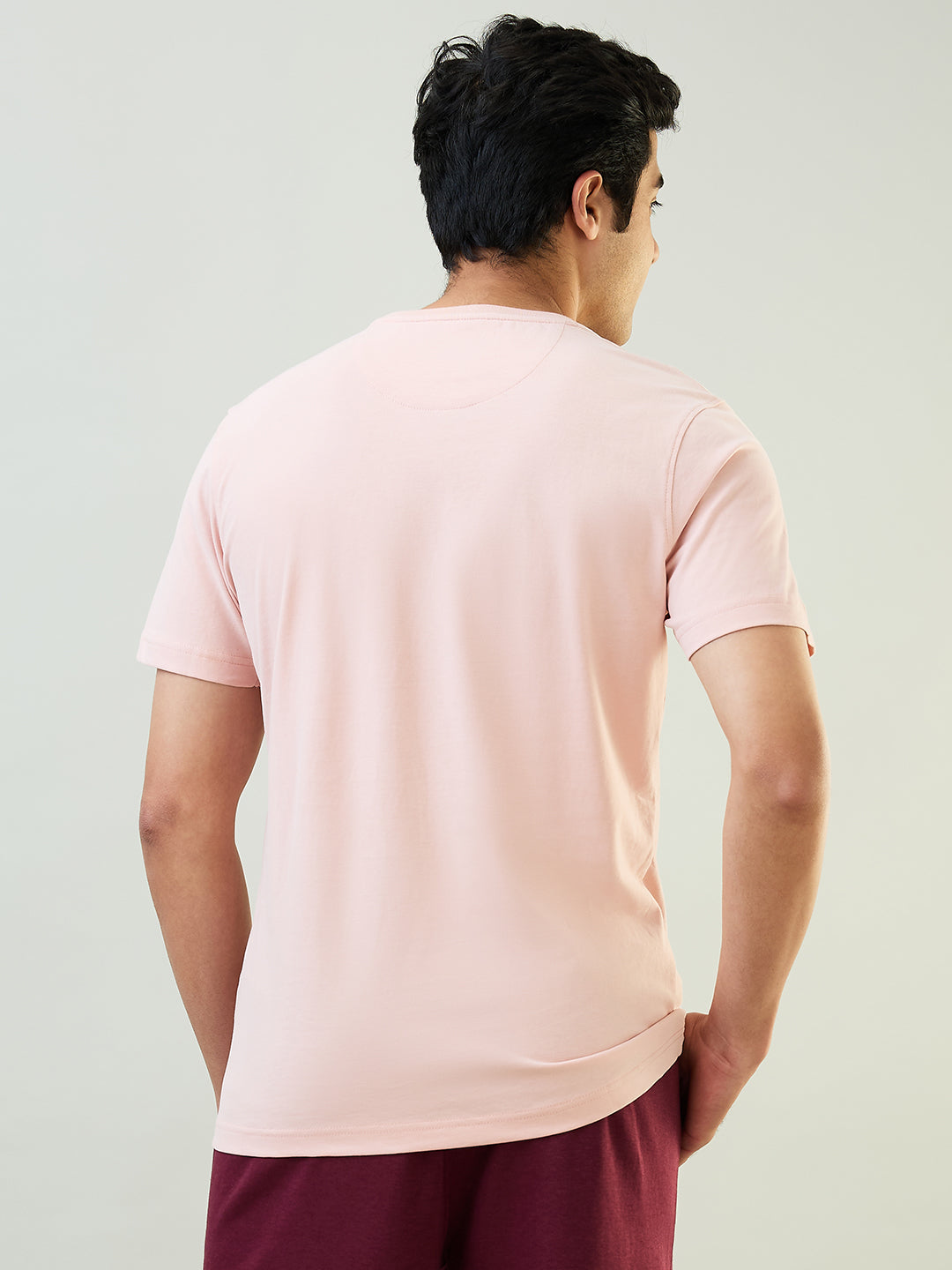 Sleepz Men Orange Solid Regular Fit Cotton T-Shirt