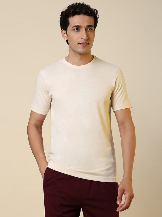 Sleepz Men Brown Solid Regular Fit Cotton T-Shirt