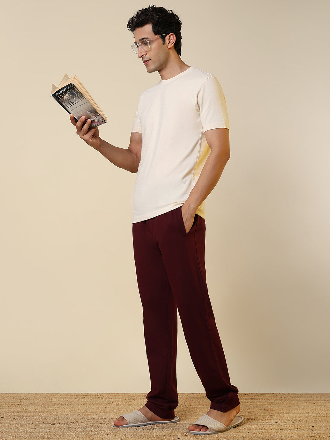 Sleepz Men Brown Regular Fit Solid Round Neck Collar T-Shirt