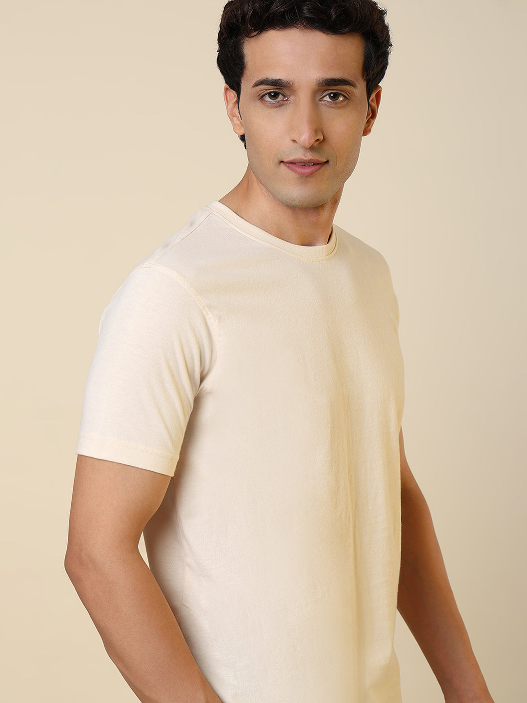 Sleepz Men Brown Regular Fit Solid Round Neck Collar T-Shirt