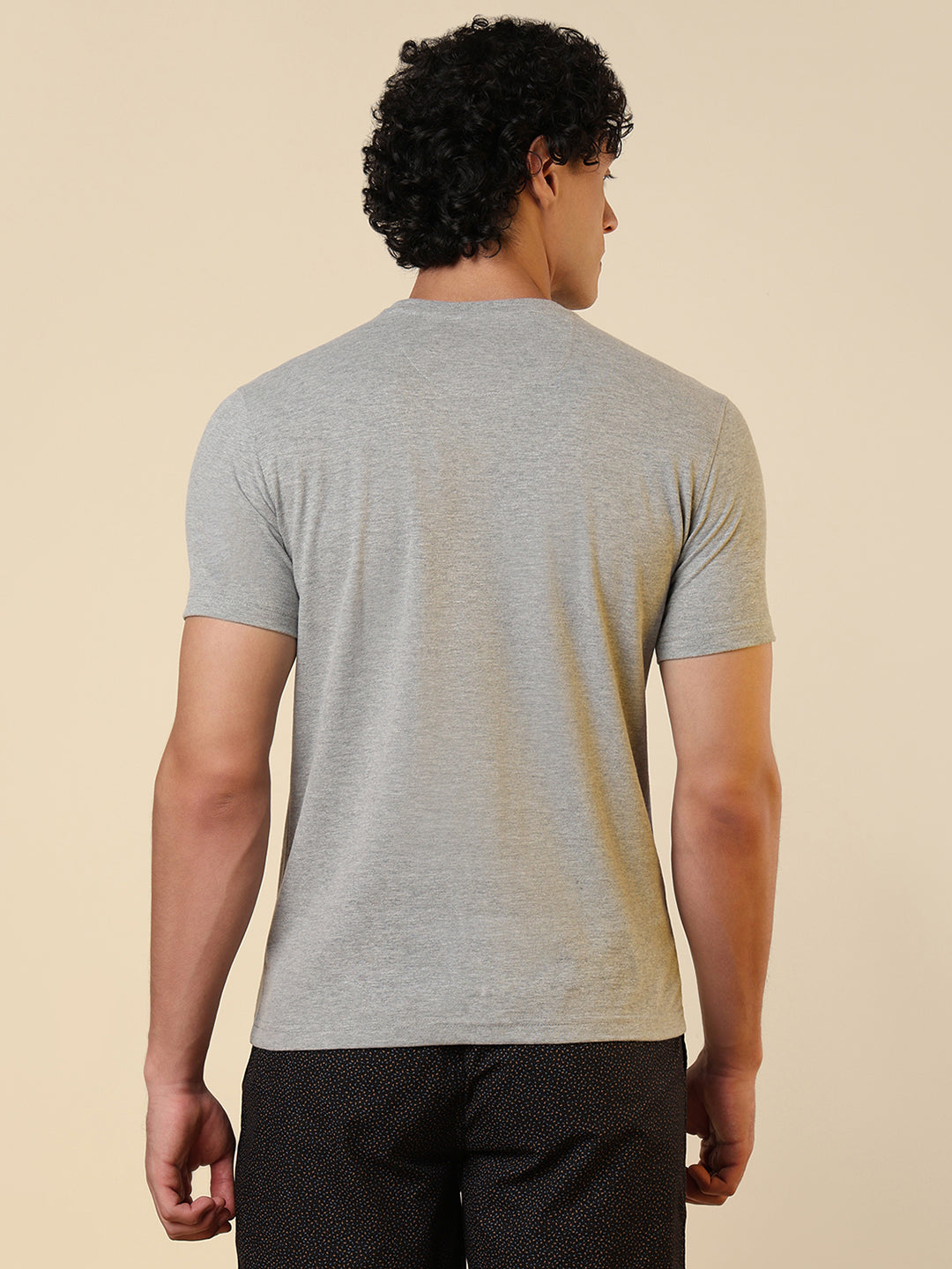 Sleepz Men Grey Solid Regular Fit Cotton T-Shirt