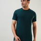 Sleepz Men Green Regular Fit Solid Round Neck Collar T-Shirt