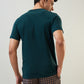 Sleepz Men Green Regular Fit Solid Round Neck Collar T-Shirt