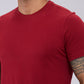 Sleepz Men Red Solid Regular Fit Cotton T-Shirt