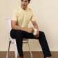 Sleepz Men Yellow Solid Regular Fit Cotton T-Shirt