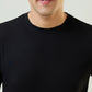 Sleepz Men Black Regular Fit Solid Round Neck Collar T-Shirt