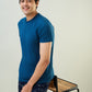 Sleepz Men Blue Solid Regular Fit Cotton Blend T-Shirt