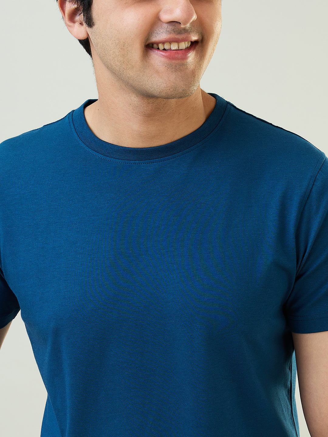 Sleepz Men Blue Solid Regular Fit Cotton Blend T-Shirt