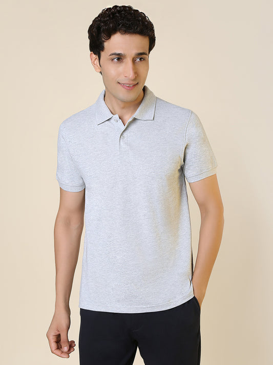 Sleepz Men Grey Solid Regular Fit Cotton T-Shirt
