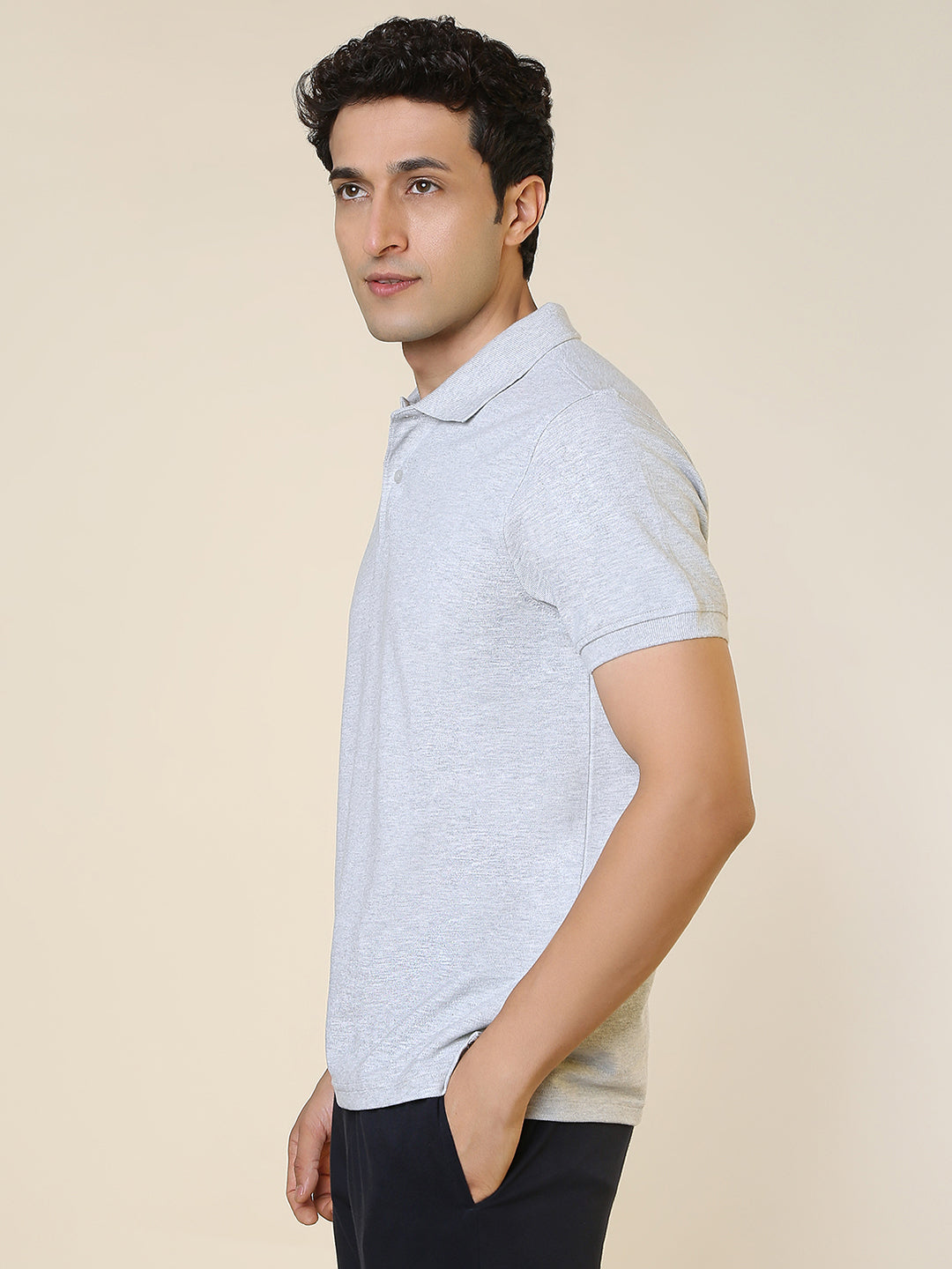 Sleepz Men Grey Solid Regular Fit Cotton T-Shirt