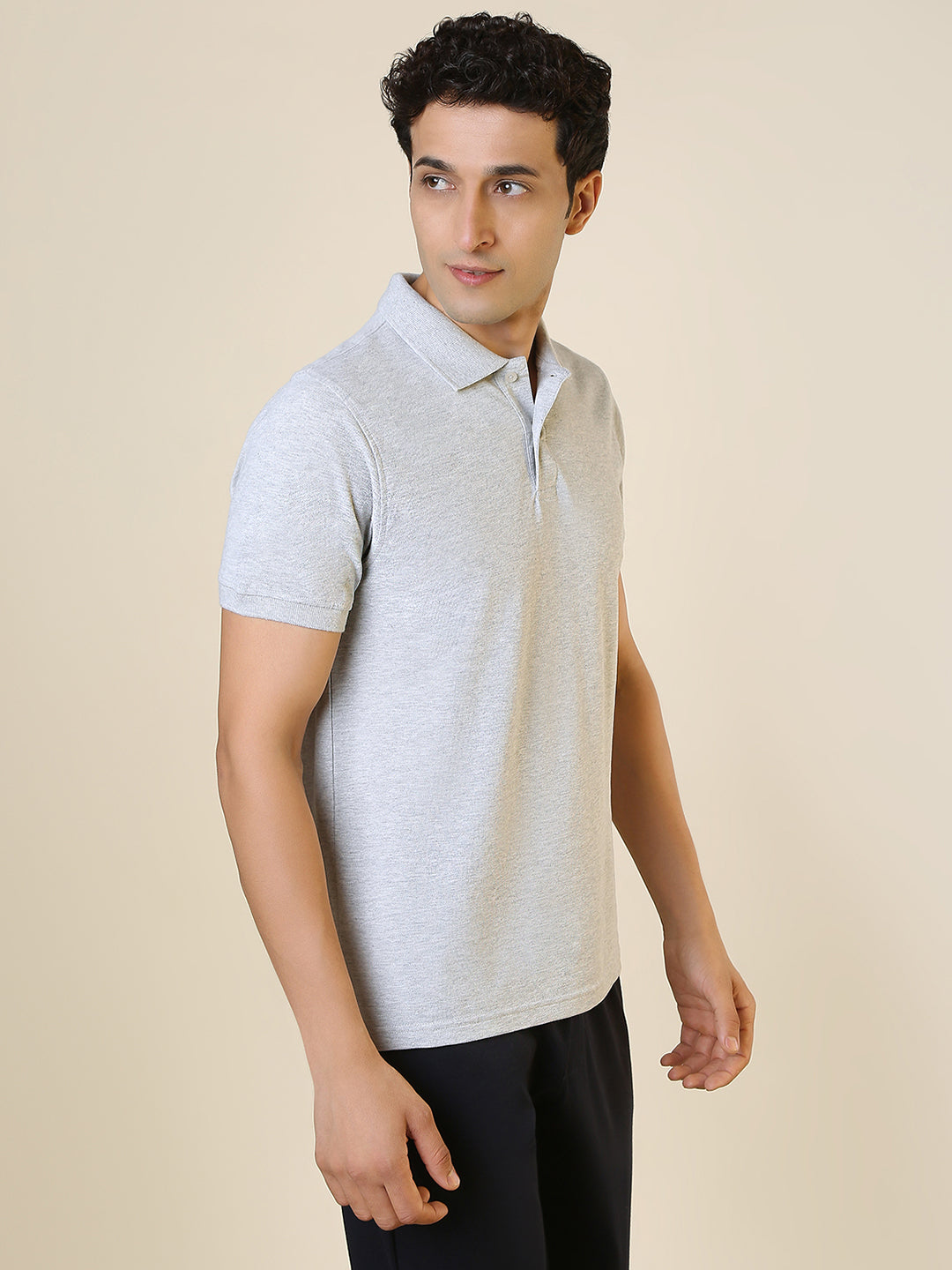 Sleepz Men Grey Solid Regular Fit Cotton T-Shirt