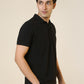 Sleepz Men Black Solid Regular Fit Cotton T-Shirt