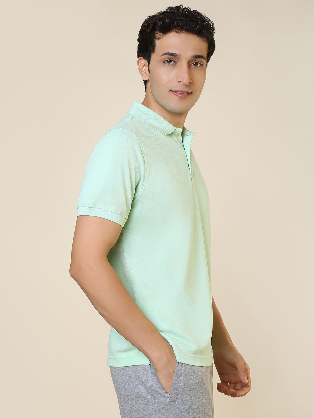 Sleepz Men Green Solid Regular Fit Cotton T-Shirt