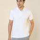 Sleepz Men White Regular Fit Solid Polo Neck Collar T-Shirt