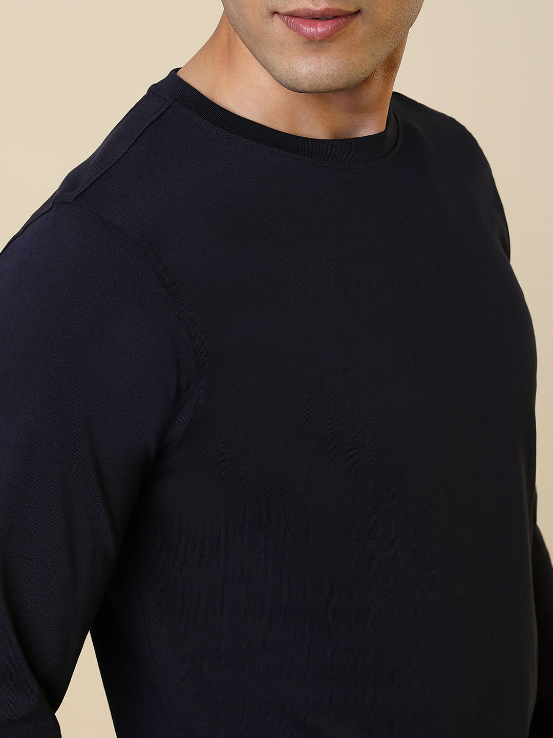 Sleepz Men Blue Solid Regular Fit Cotton T-Shirt