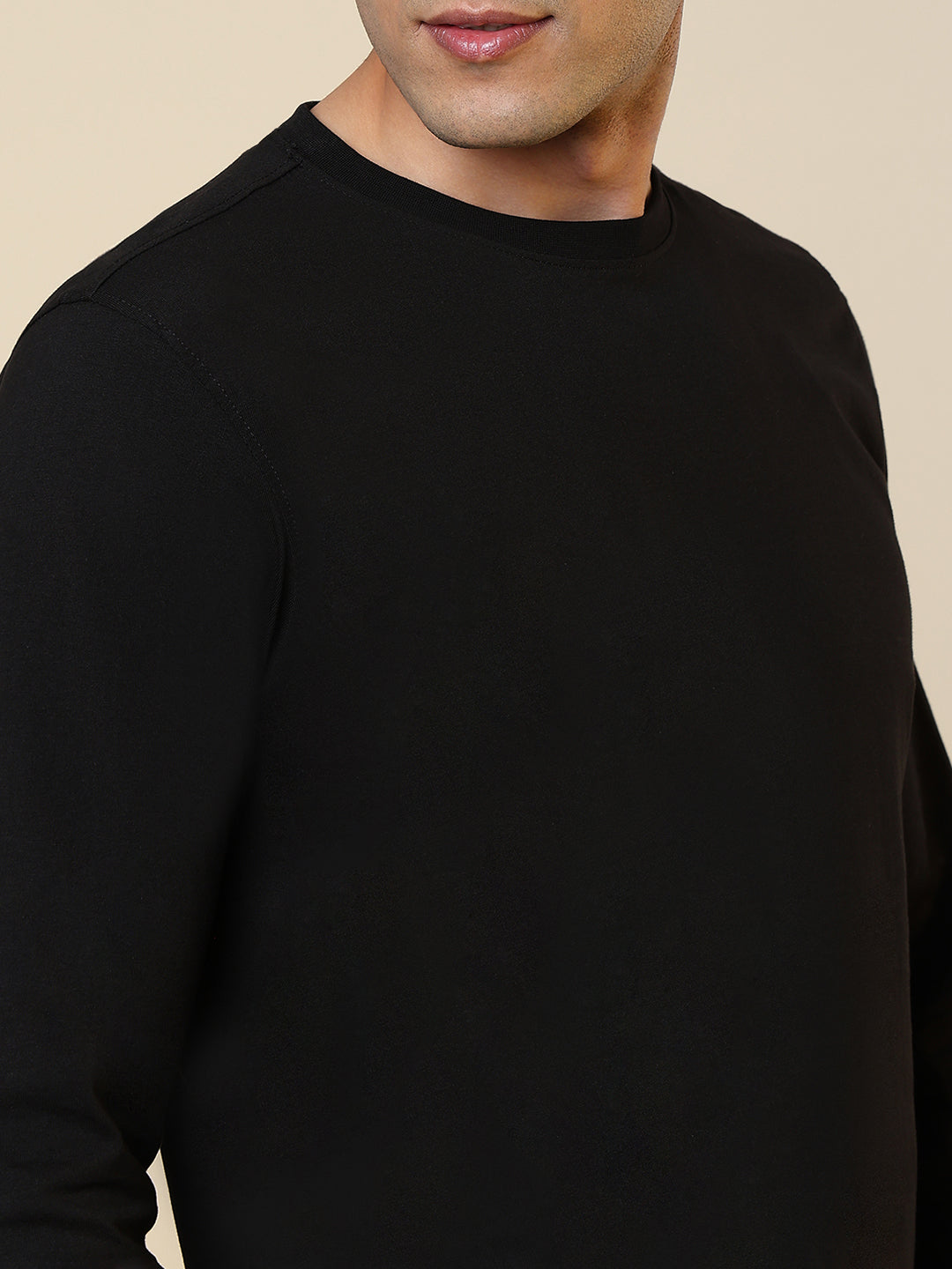 Sleepz Men Black Regular Fit Solid T-Shirt