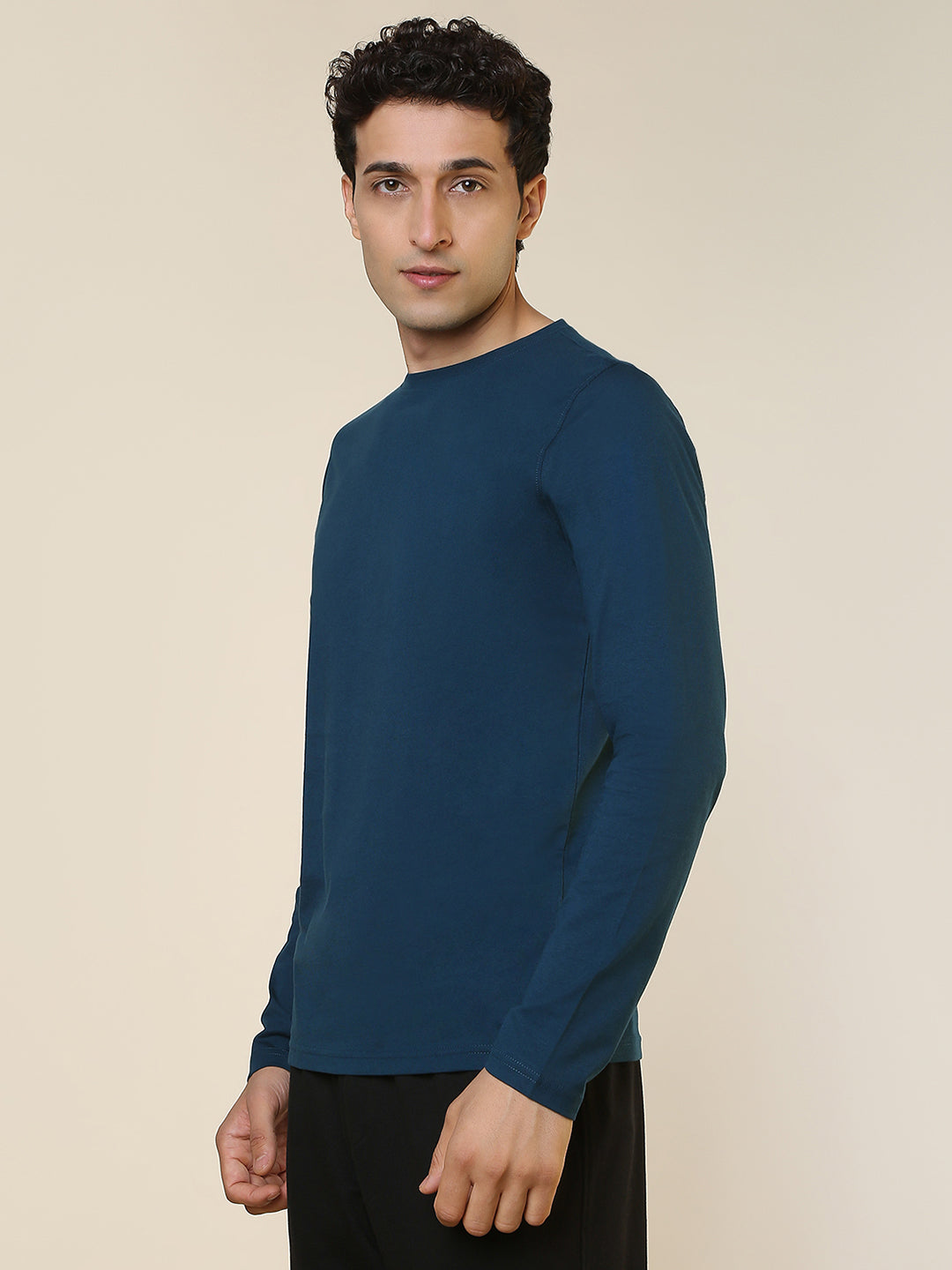 Sleepz Men Blue Regular Fit Solid Round Neck Collar T-Shirt