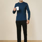 Sleepz Men Blue Regular Fit Solid Round Neck Collar T-Shirt