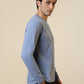 Sleepz Men Blue Solid Regular Fit Cotton T-Shirt