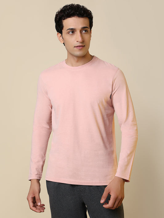 Sleepz Men Orange Solid Regular Fit Cotton T-Shirt