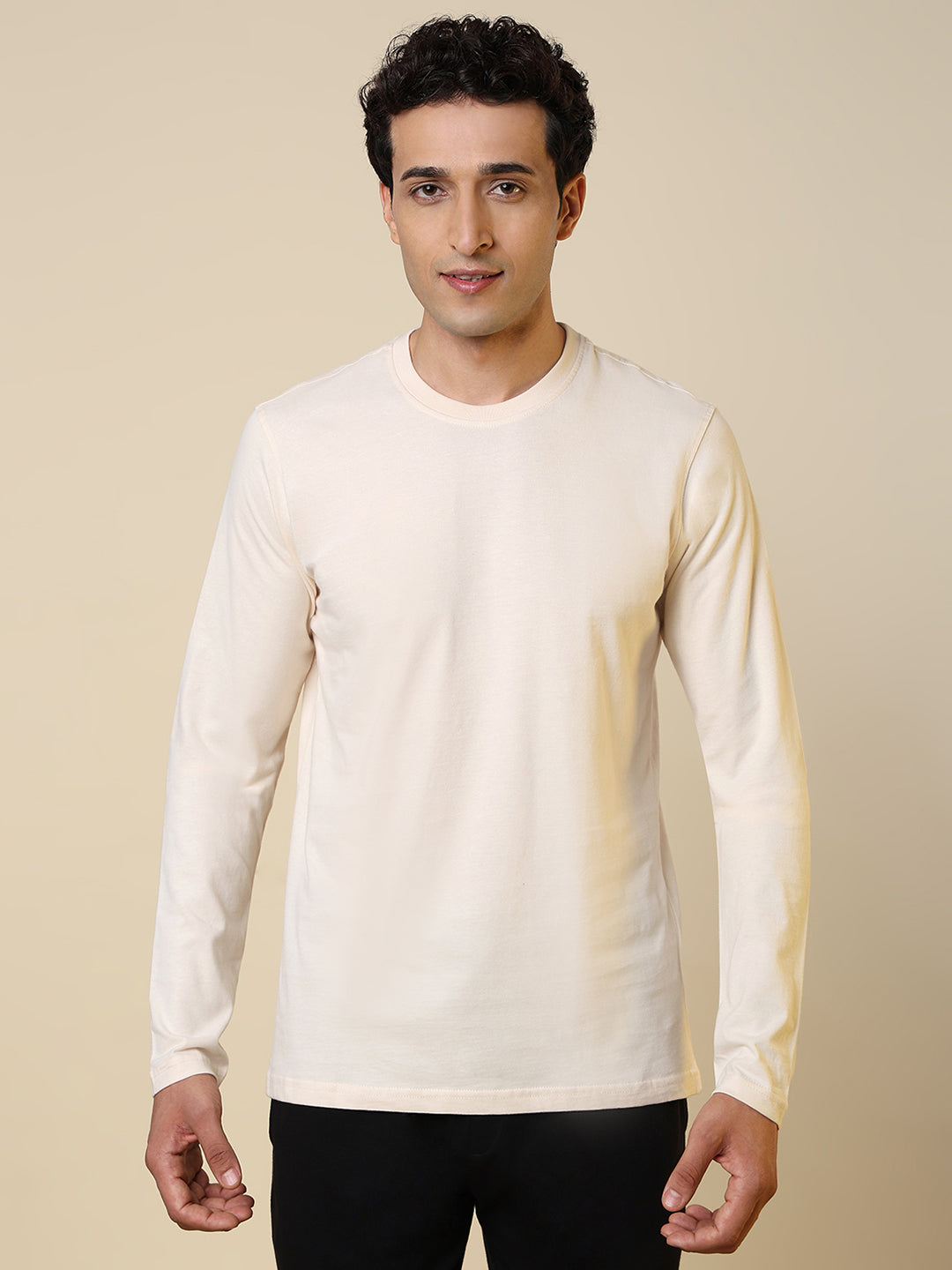 Sleepz Men Brown Regular Fit Solid Round Neck Collar T-Shirt