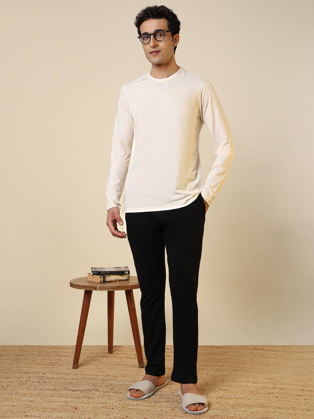 Sleepz Men Brown Regular Fit Solid Round Neck Collar T-Shirt
