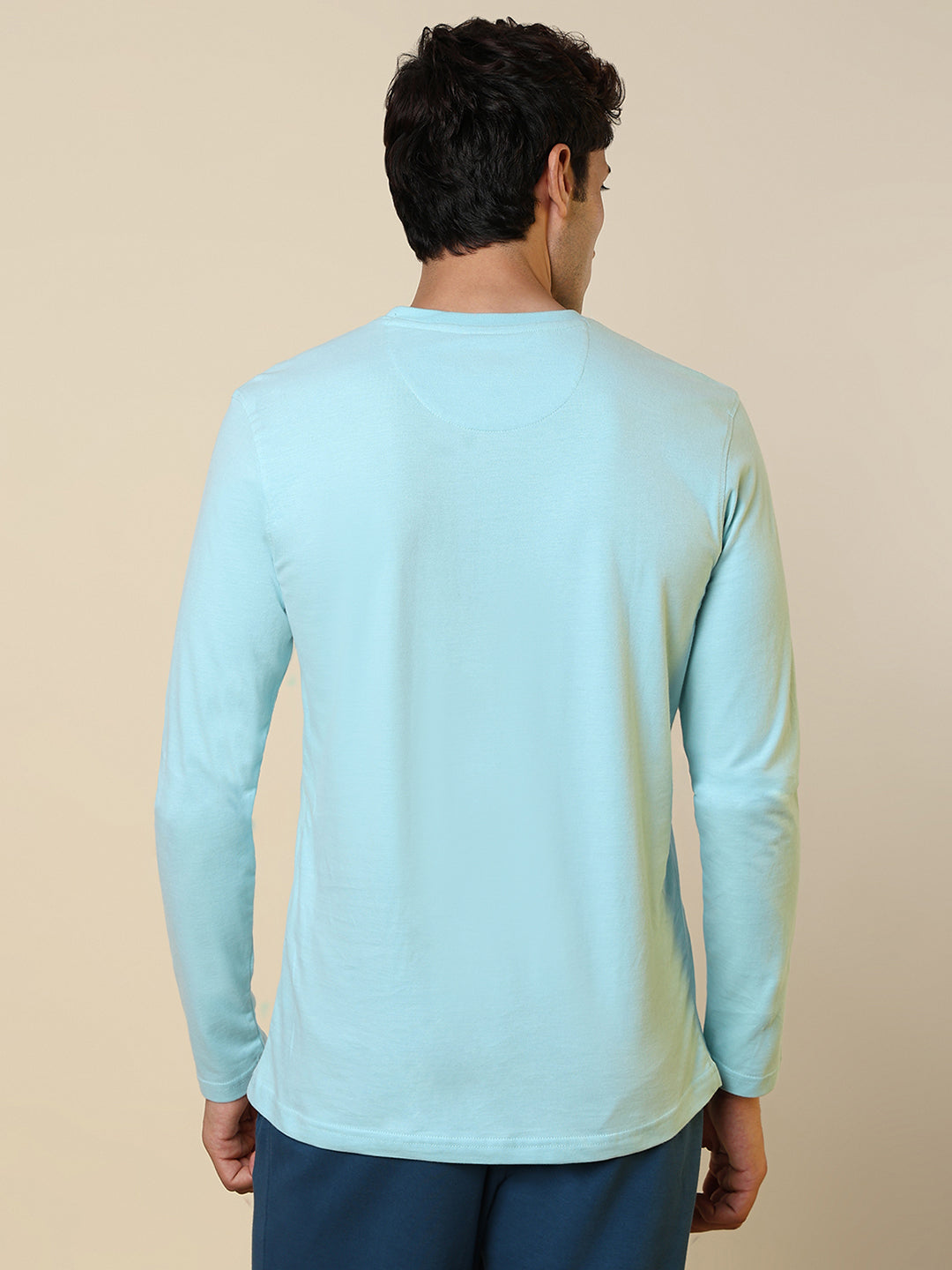 Sleepz Men Green Regular Fit Solid Round Neck Collar T-Shirt