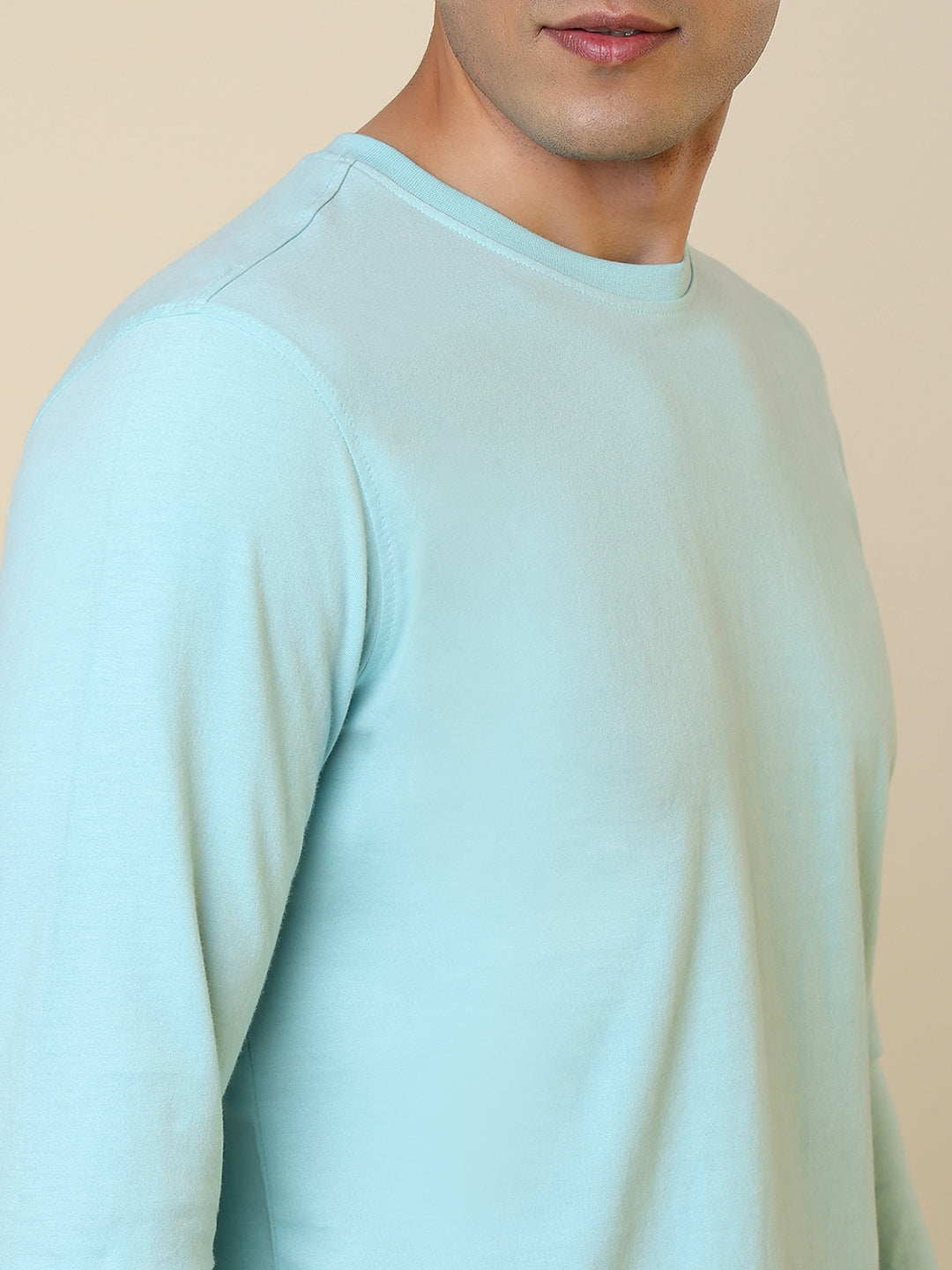 Sleepz Men Green Regular Fit Solid Round Neck Collar T-Shirt