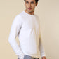 Sleepz Men White Solid Regular Fit Cotton T-Shirt