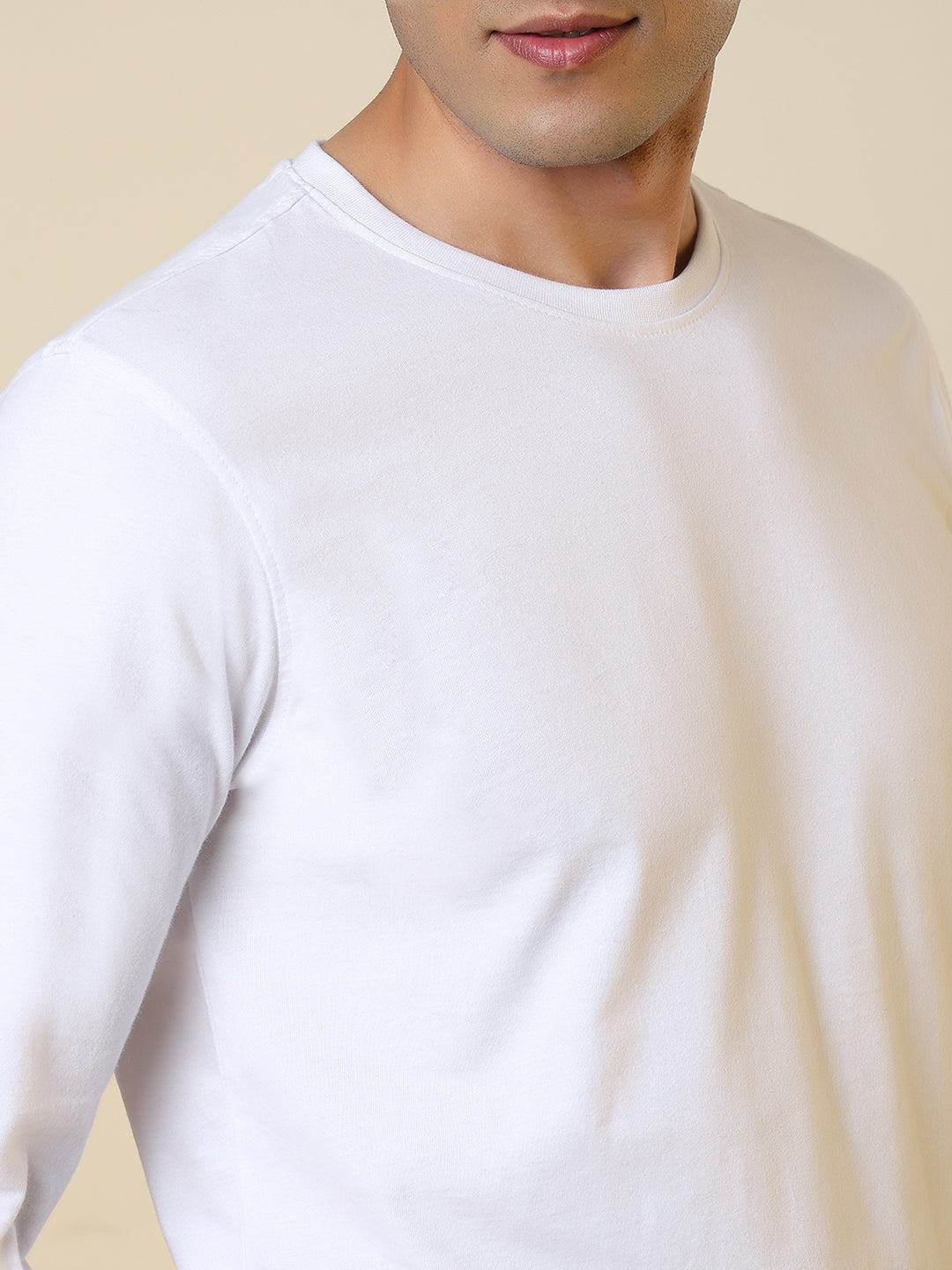 Sleepz Men White Solid Regular Fit Cotton T-Shirt