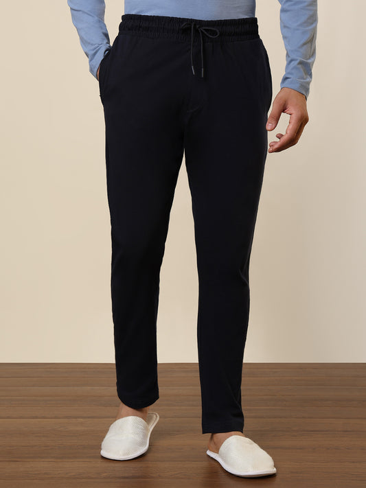 Sleepz Men Blue Solid Regular Fit Cotton Trackpant      
