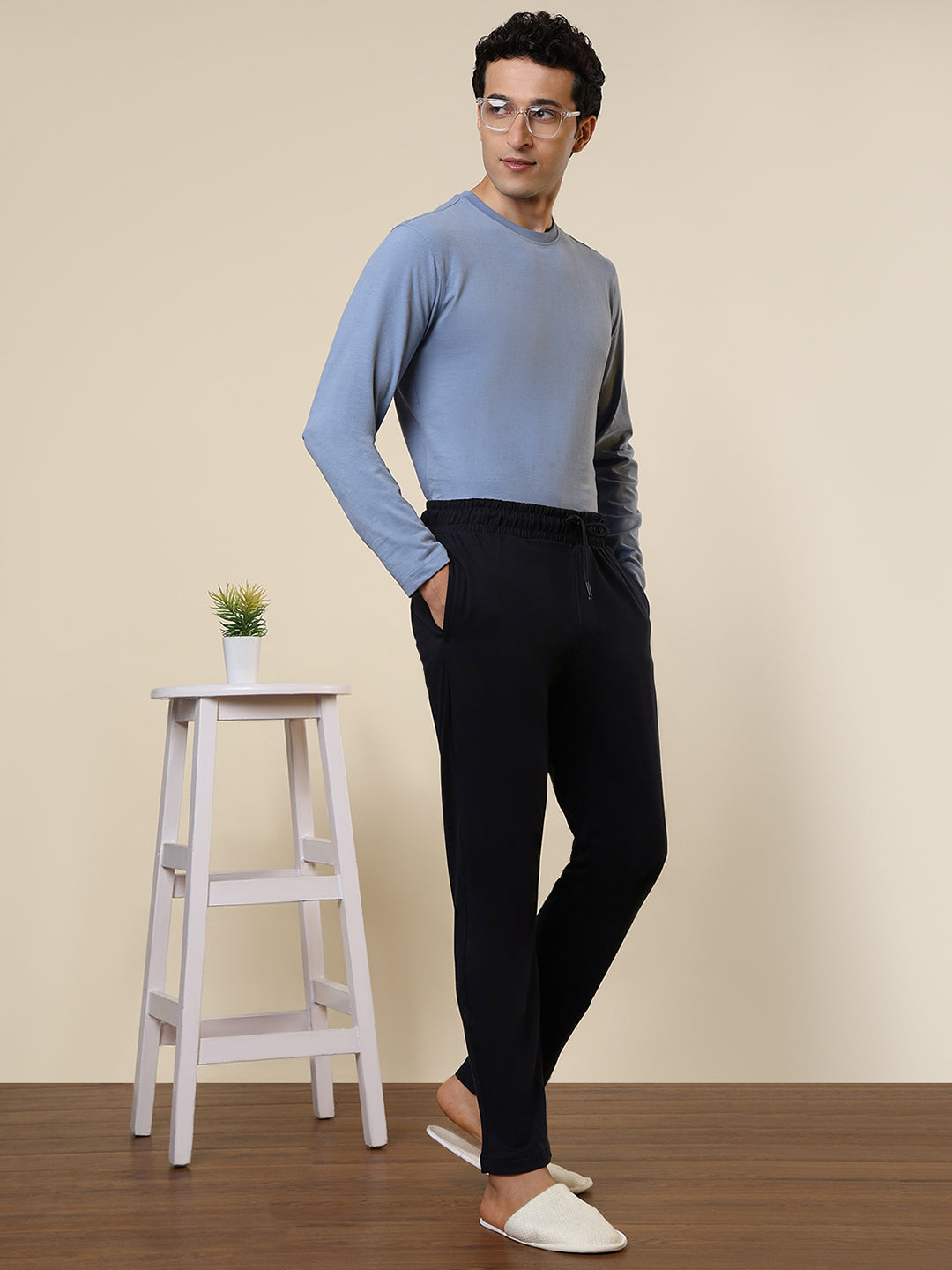 Sleepz Men Blue Regular Fit Solid Trackpant