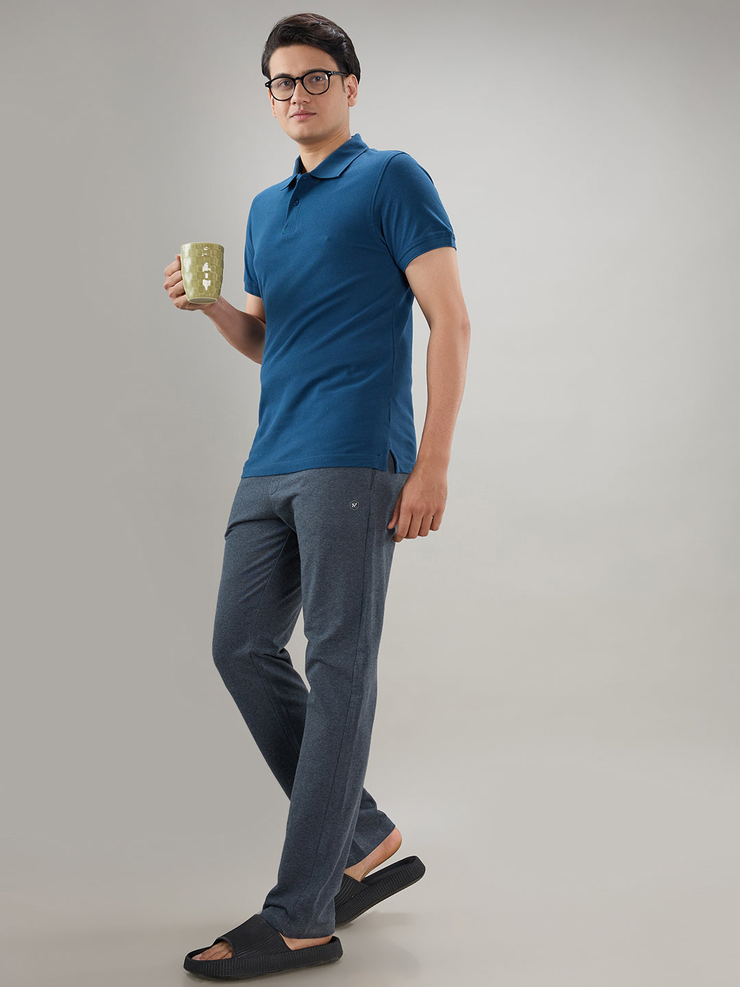 Sleepz Men Grey Regular Fit Solid Trackpant