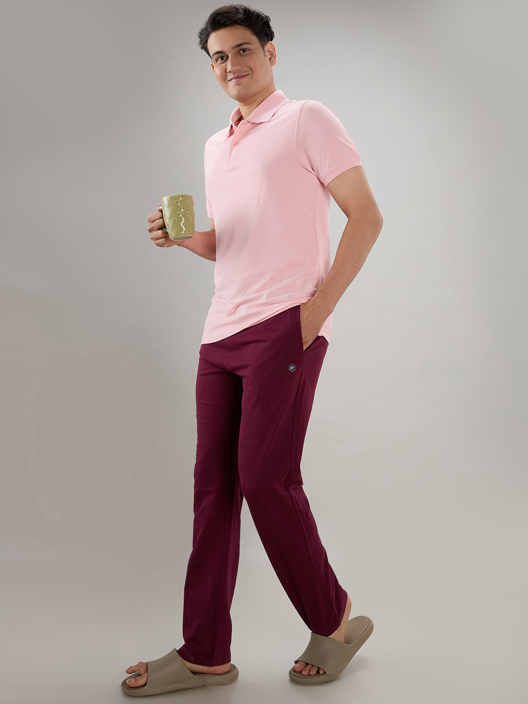 Sleepz Men Maroon Regular Fit Solid Trackpant
