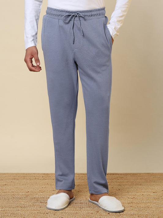 Sleepz Men Blue Solid Regular Fit Cotton Blend Trackpant      