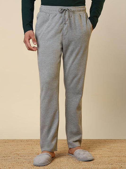 Sleepz Men Grey Solid Regular Fit Cotton Blend Trackpant      