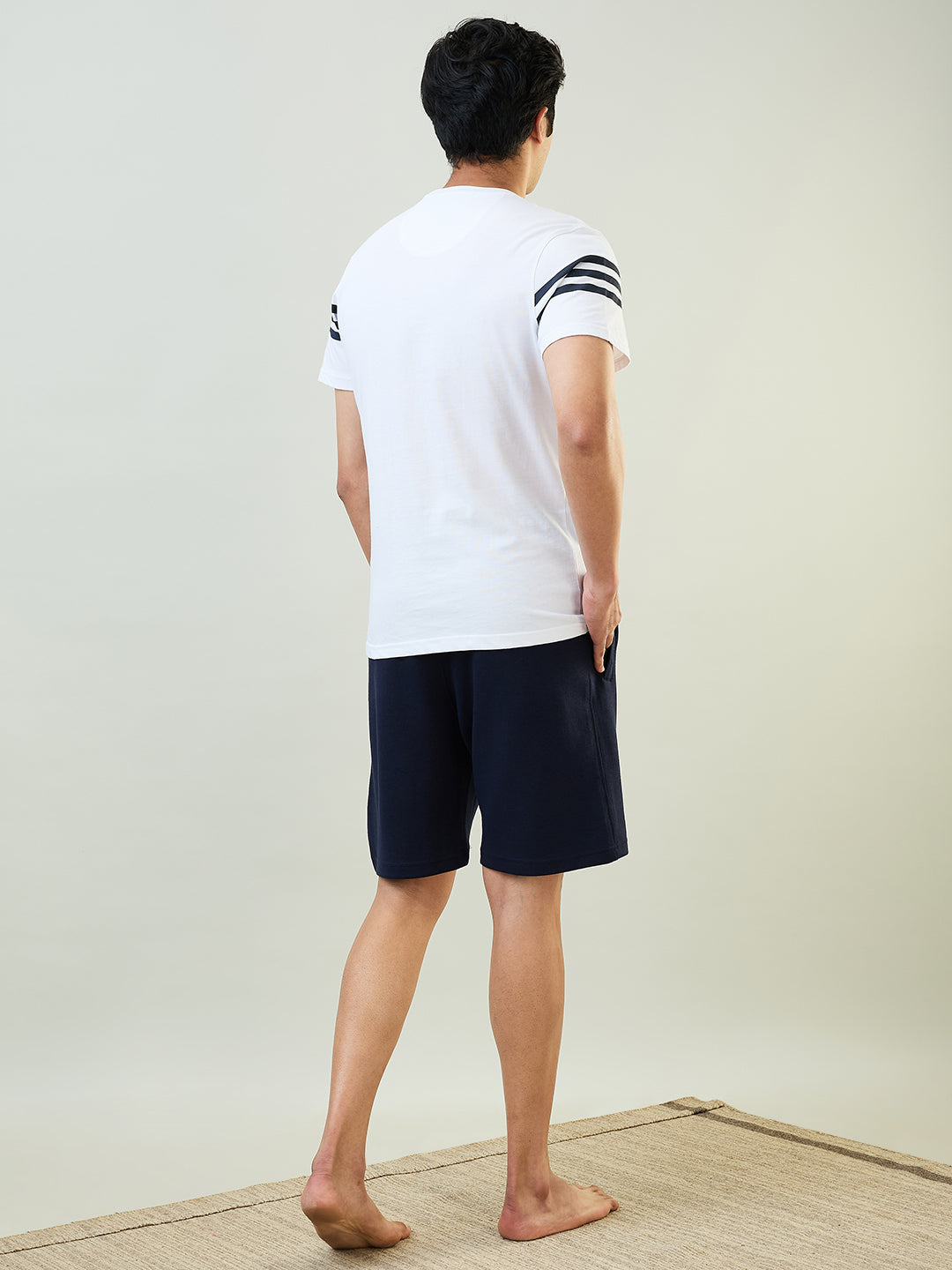 Sleepz Men Blue Solid  Cotton T-shirt with Short