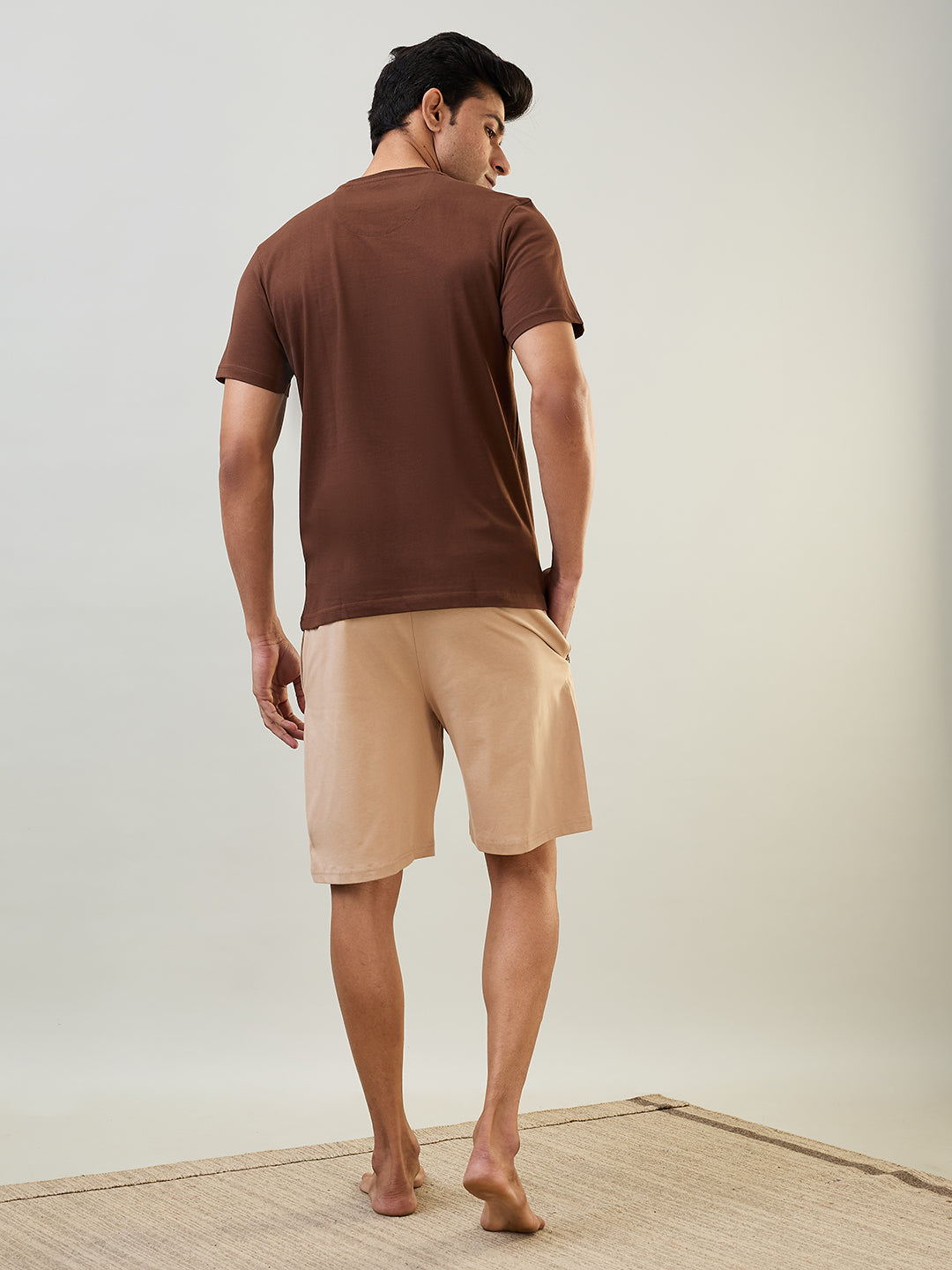 Sleepz Men Brown Solid Night Suit