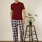 Sleepz Men Maroon Regular Fit Checks Pyjama