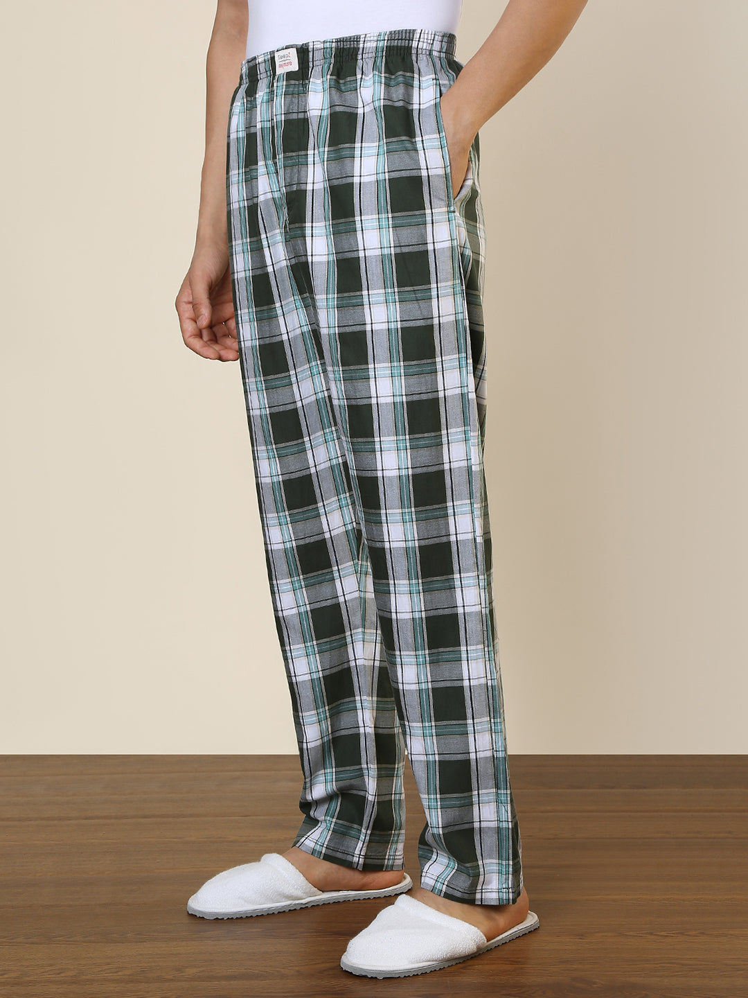 Sleepz Men Green Regular Fit Checks Pyjama